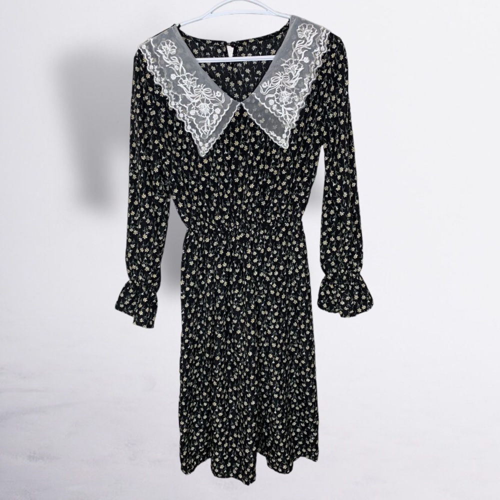 Elegant Black Floral Midi Dress